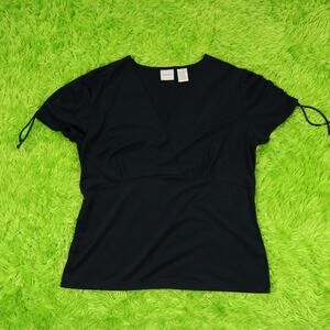 Merona Black Short Sleeve V-Neck Blouse, M